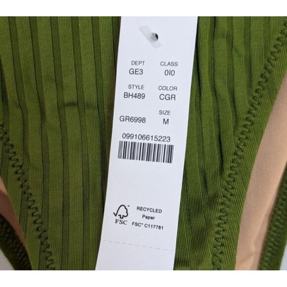 J.Crew BH489 Wide-Rib Curved-Waist Cheeky String Bikini Bottom Resort Green SZ M - Picture 8 of 16